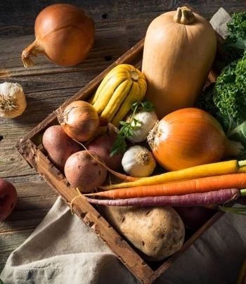 Panier de légumes d'hiver.